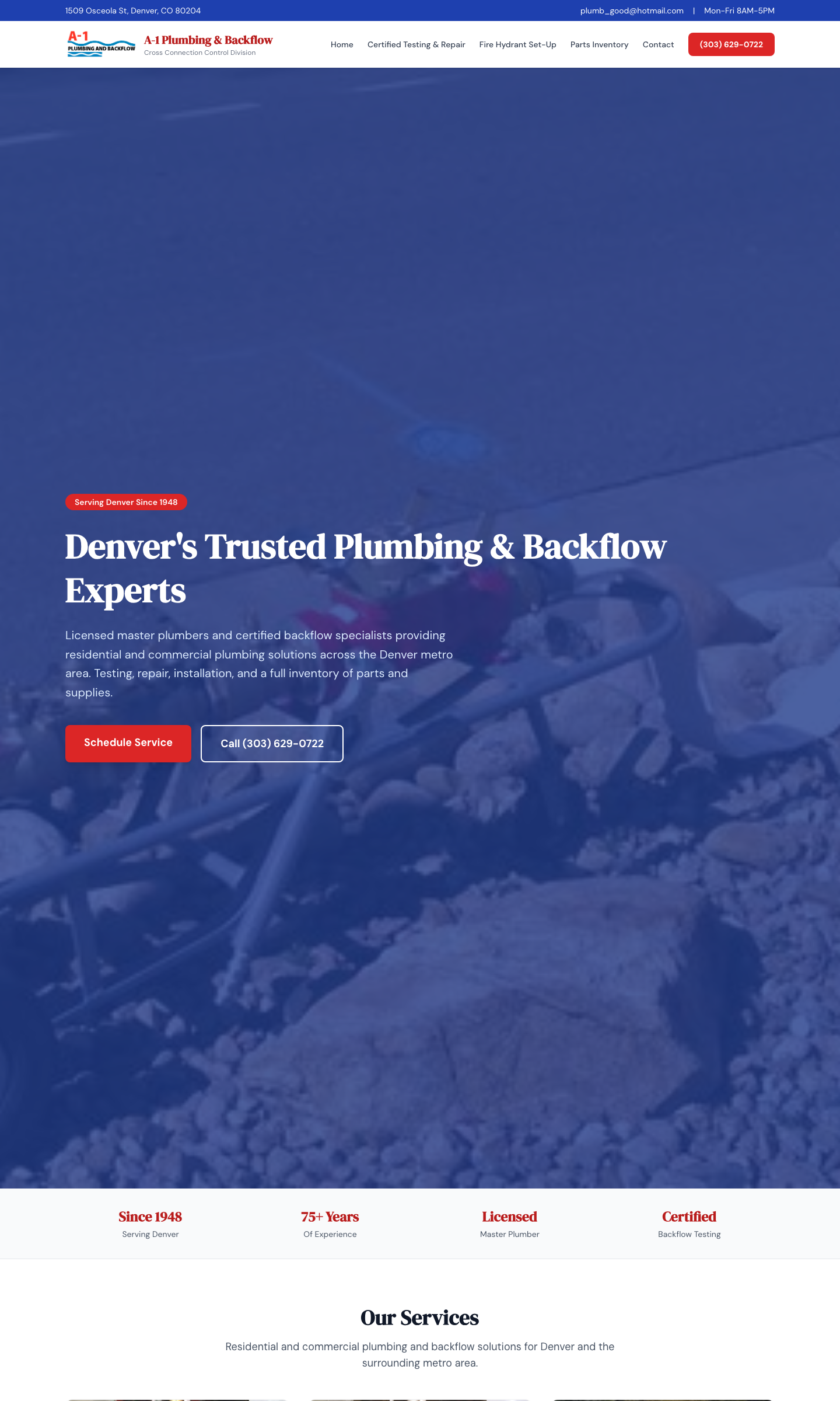 A-1 Plumbing redesigned website — modern, mobile-friendly