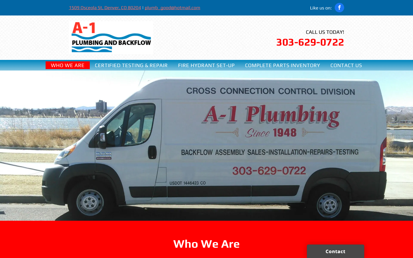 A-1 Plumbing original website — outdated design